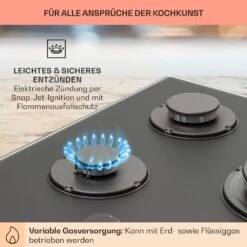 Firetale Gaskochfeld 5-flammig 70 Cm Aluminium-Brenner Inkl. Schlauch Und Druckminderer -Einrichtungsgeschäft 10041300 de 0005 usp