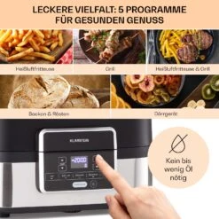 Combo Air Grill-Heißluftfritteuse 5 Programme 1500 Watt 4,5 L Grillkorb 2,5 L Frittierkorb 9 Combo Air Grill-Heißluftfritteuse 5 Programme 1500 Watt 4,5 L Grillkorb 2,5 L Frittierkorb -Einrichtungsgeschäft 10041330 de 0003 usp