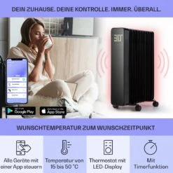 Sanford Smart Ölradiator 2500 W Leistung Wochentimer LED-Display Touch-Panel Klarstein-App 8 Sanford Smart Ölradiator 2500 W Leistung Wochentimer LED-Display Touch-Panel Klarstein-App -Einrichtungsgeschäft 10041358 de 0003 usp