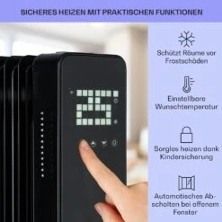 Sanford Smart Ölradiator 2500 W Leistung Wochentimer LED-Display Touch-Panel Klarstein-App 9 Sanford Smart Ölradiator 2500 W Leistung Wochentimer LED-Display Touch-Panel Klarstein-App -Einrichtungsgeschäft 10041358 de 0004 usp
