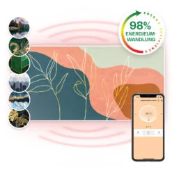 Wonderwall Air Art Smart Infrarotheizung 60x120 Cm 700W Wandinstallation App-Steuerung Goldene Linien