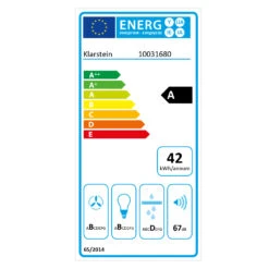 Sabia 60 Dunstabzugshaube 60cm | 600 M³/h | Energieeffizienzklasse A | Inklusive 2 X Aktivkohlefilter -Einrichtungsgeschäft 60002216 energy label