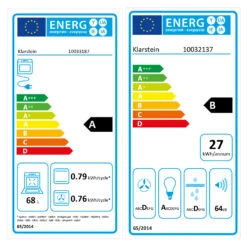 Kalahari Galina Einbau-Set Backofen + Abzugshaube 68Ltr 350 M³/h Schwarz Edelstahl -Einrichtungsgeschäft 60002588 energy label