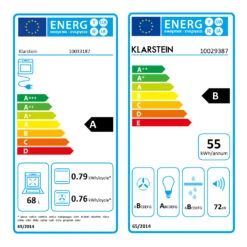 Kalahari Zelda Einbau-Set Backofen + Abzugshaube 68Ltr 620 M³/h Edelstahl -Einrichtungsgeschäft 60002589 energy label