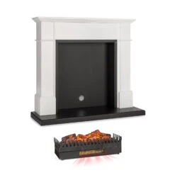 Biel Kamingehäuse + Kamini FXL Kamineinsatz 2000W MDF Modernes Design